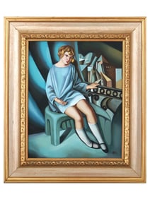 ART DECO OIL PAINTING AFTER TAMARA DE LEMPICKA
