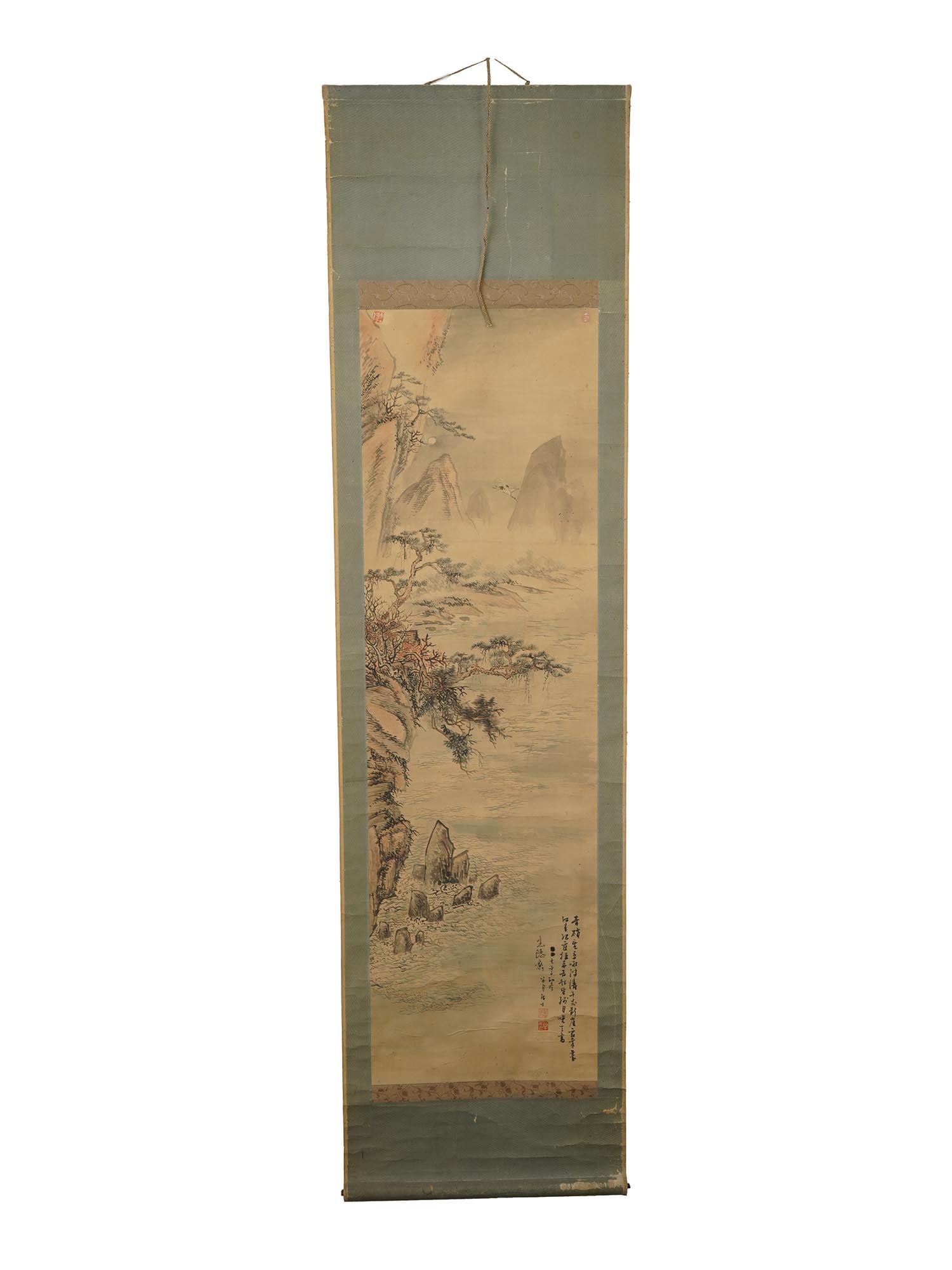 ANTIQUE KOREAN LANDSCAPE HANGING SCROLL PAINTING (1 of 10)