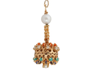 VINTAGE 14K GOLD PEARL GEMSTONES PENDANT