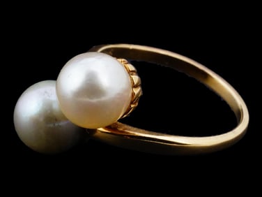CLASSIC DOUBLE PEARL 14K GOLD RING