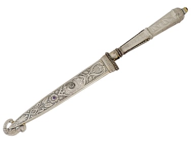 RUSSIAN 84 SILVER DIAMOND AND GARNET LETTER OPENER