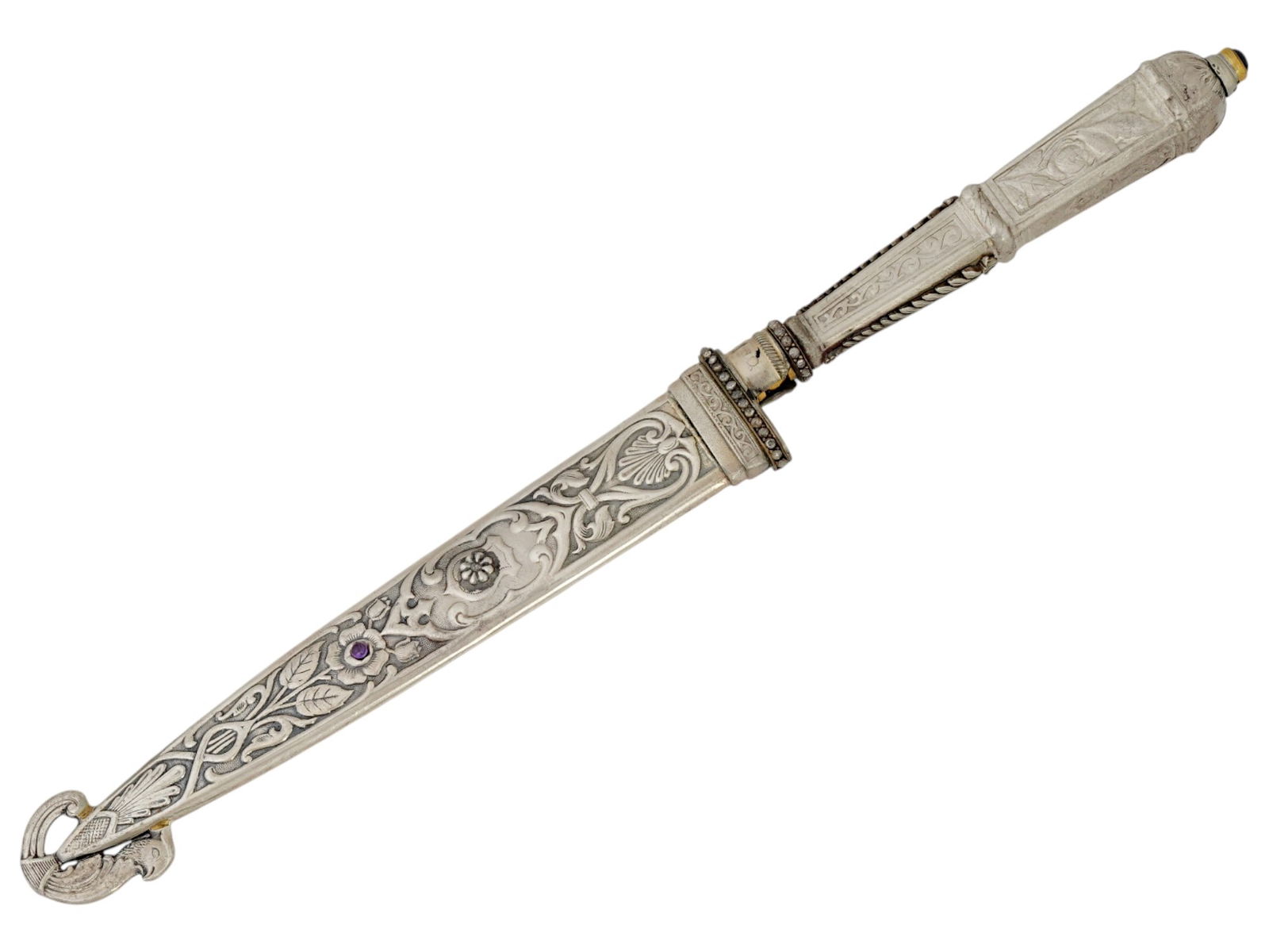 RUSSIAN 84 SILVER DIAMOND AND GARNET LETTER OPENER (1 of 10)