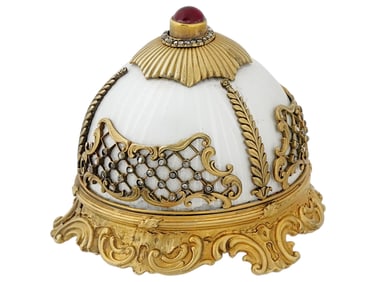 RUSSIAN GILT SILVER ENAMEL BELL PUSH WITH DIAMONDS