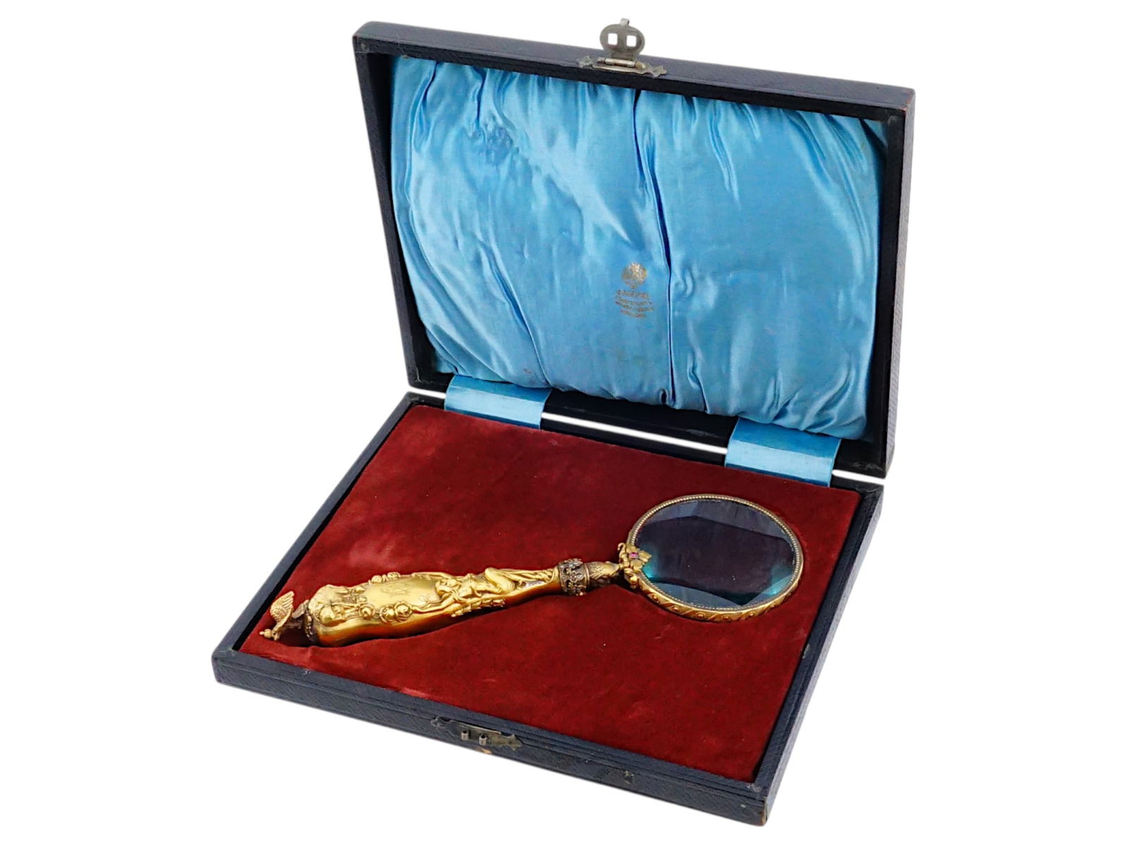 RUSSIAN GILT SILVER MAGNIFYING GLASS WITH DIAMONDS (1 of 12)