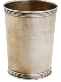1963 MANCHESTER SILVER CO SHOT CUP WITH ENGRAVING