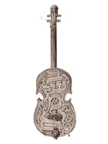 VINTAGE STERLING SILVER CELLO BESAMIM SPICE BOX