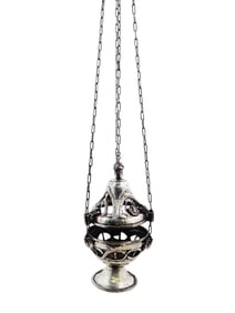 ANTIQUE 19TH C SILVER LITURGICAL INCENSE BURNER