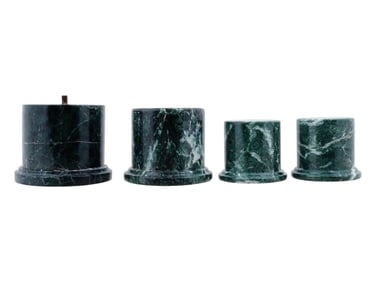 SET OF FOUR DARK GREEN MARBLE PEDESTAL BASES