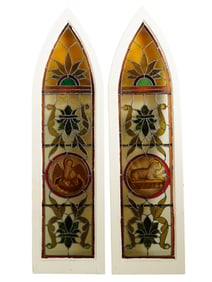 ANTIQUE AMERICAN FIGURAL STAINED GLASS WINDOWS