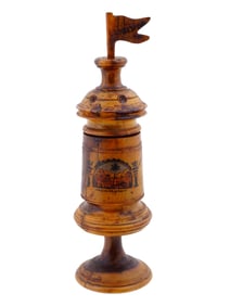 JUDAICA CARVED WOODEN SPICE TOWER BESAMIM BOX
