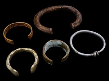LOT OF ANTIQUE AFRICAN OPEN CUFF BRACELETS