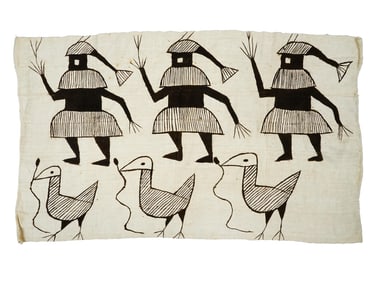 AFRICAN IVORY COAST PICTORIAL KORHOGO CLOTH
