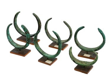 PERSIAN LORISTAN BRONZE CUFF BRACELETS W STANDS