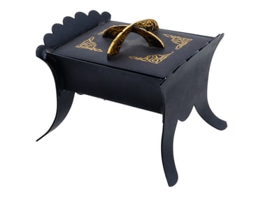 JAPANESE RECTANGULAR METAL KOMAI CENSER W GILT DECOR