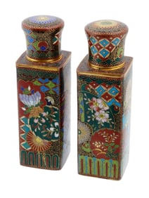 ANTIQUE JAPANESE MEIJI CLOISONNE ENAMEL BOTTLES
