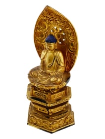 VINTAGE JAPANESE WOODEN STATUE SHAKA NYORAI BUDDHA