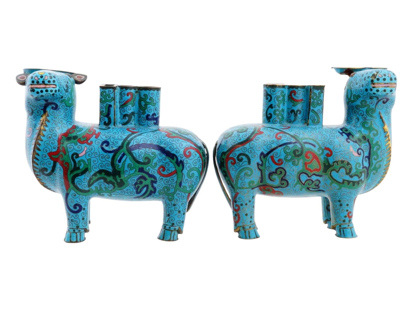 VINTAGE CHINESE CLOISONNE ENAMEL COPPER DEER CENSERS (1 of 11)