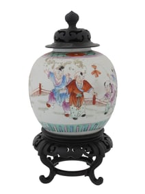 ANTIQUE CHINESE QING OVOID PORCELAIN GINGER JAR