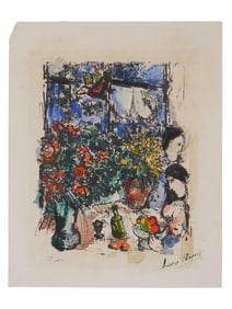 LITHOGRAPH SIGNED MARC CHAGALL STILL LIFE WITH BOUQUET