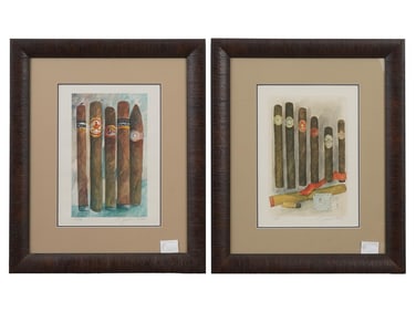 TWO COLORED LITHOGRAPHS SIGNED CHARLES LEONARD