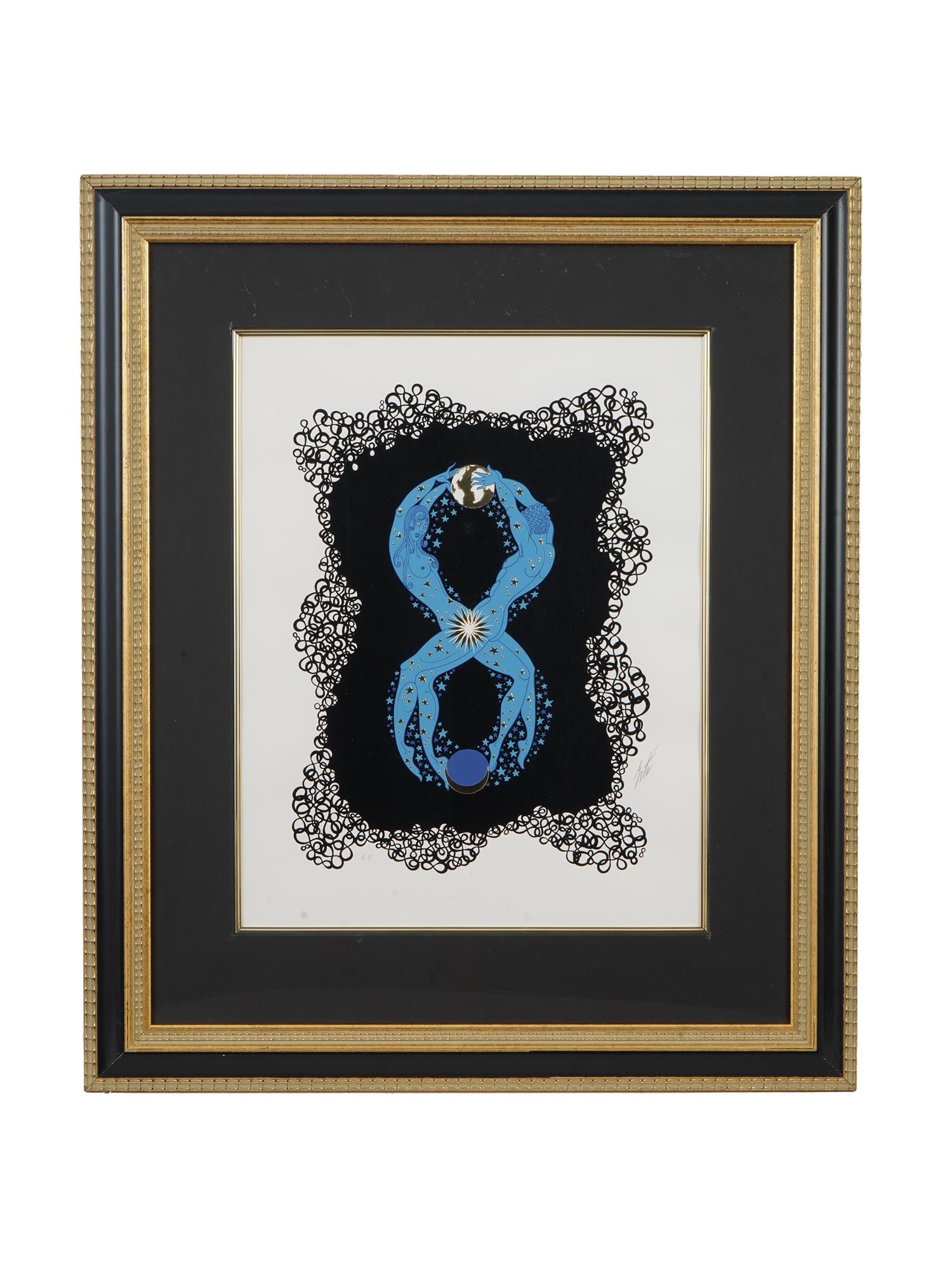 ERTE FRENCH ART DECO LITHOGRAPH PRINT ON SILK 1976 (1 of 5)