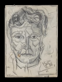 SIGNED IVAN KLYUN RUSSIAN PENCIL PORTRAIT PAINTING