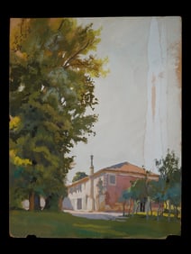 SIGNED NIKOLAI BENOIS GOUACHE LANDSCAPE PAINTING