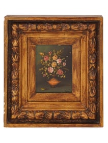 VINTAGE FLORAL STILL LIFE OIL PAINTING SIGNED FERMI