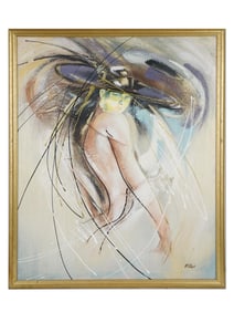 CONTEMPORARY FASHION SKETCH OIL PAINTING SIGNED