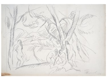 FEMALE NUDE PENCIL PAINTING BY PYOTR KONCHALOVSKY