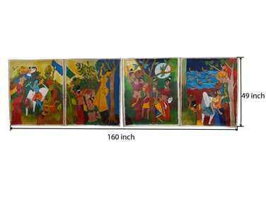 MODERN INDIAN PAINTINGS SIGNED HUSAIN VRINDAVAN