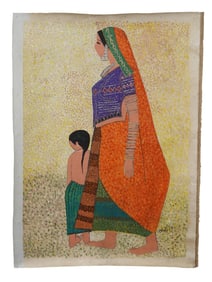 INDIAN OIL PAINTING SIGNED NARAYAN SHRIDHAR BENDRE