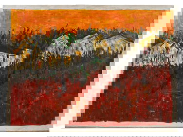 INDIAN SCHOOL PAINTING SIGNED SAYED HAIDER RAZA