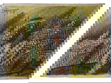 INDIAN ACRYLIC PAINTING SIGNED FRANCIS NEWTON SOUZA