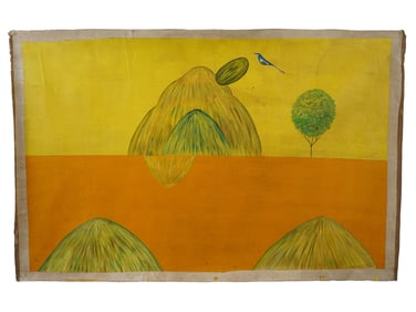 INDIAN ACRYLIC PAINTING SIGNED JAGDISH SWAMINATHAN