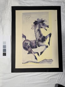 MID CENTURY INDIAN SCHOOL PAINTING SIGNED HUSAIN