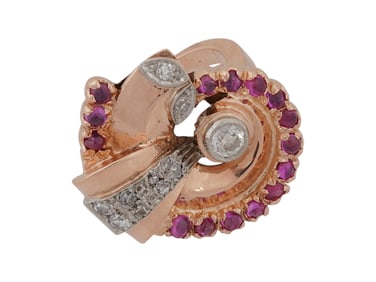 14K GOLD DIAMONDS AND RUBIES RING