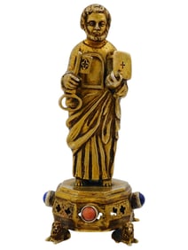 ANTIQUE ENGLISH GILT SILVER FIGURE OF SAINT PETER