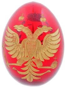 RUSSIAN IMPERIAL GLASS EASTER EGG W NICHOLAS I MONOGRAM