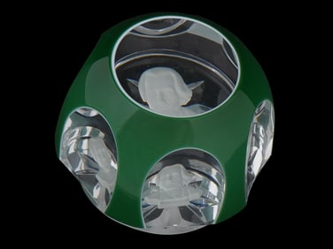 FRENCH BACCARAT CRYSTAL PAPERWEIGHT W ANDREW JACKSON