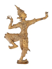 ANTIQUE THAI GILT BRONZE STATUE OF PRINCE RAMA