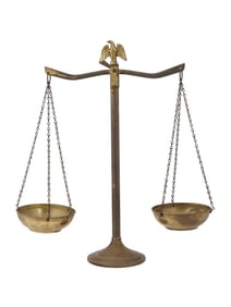 EARLY 20TH C BRASS WEIGHTING SCALE WITH EAGLE