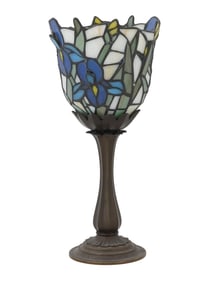 PARTYLITE TIFFANY STYLE STAINED GLASS CANDLE HOLDER