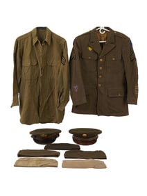 LOT VINTAGE US MILITARY UNIFORM AND CAPS