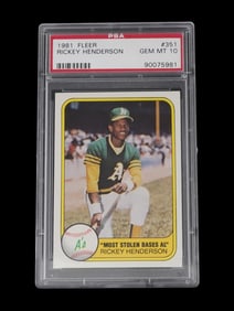 1981 FLEER RICKEY HENDERSON PSA 10
