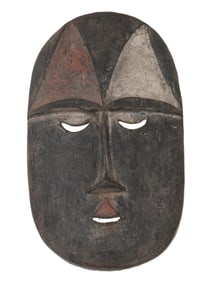 CENTRAL AFRICAN CONGO CARVED WOOD LELE MASK