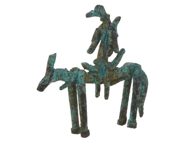 WEST AFRICAN DOGON BRONZE HORSE AND RIDER FIGURINE