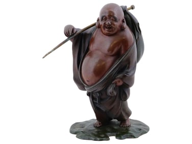 LARGE JAPANESE PATINATED BRONZE BUDDHA FIGURE