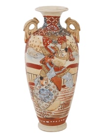 ANTIQUE JAPANESE KYOTO SATSUMA POTTERY VASE