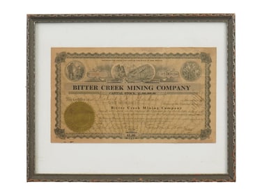 1917 US BITTER CREEK MINING COSTOCK CERTIFICATE